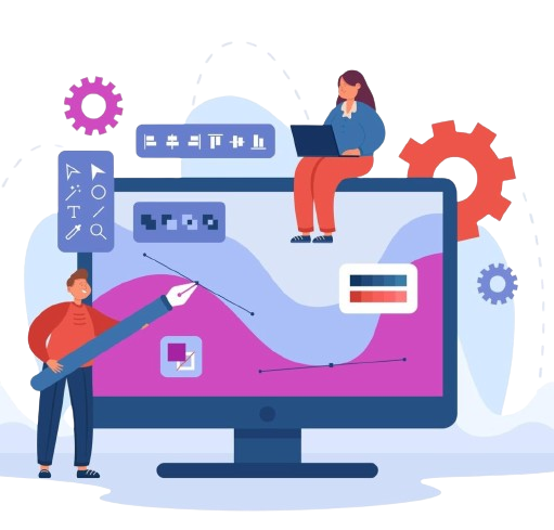 a man and woman working on a computer