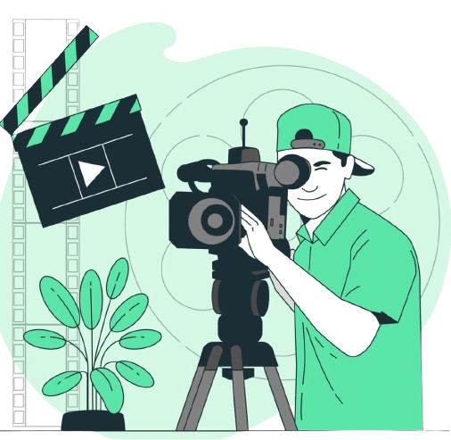 a man with a camera on a tripod